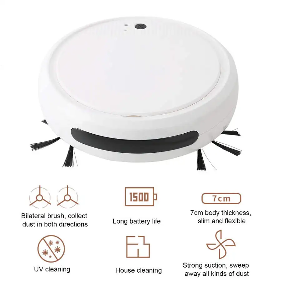 Smart Robot Vacuum Cleaner 3 in 1 Ultraviolet Disinfection Wet Mopping Dry Sweeping Machine Home Hard Floor Sweeper Robot
Smart Robot Vacuum Cleaner 3 in 1 Ultraviolet Disinfection Wet Mopping Dry Sweeping Machine Home Hard Floor Sweeper Robot