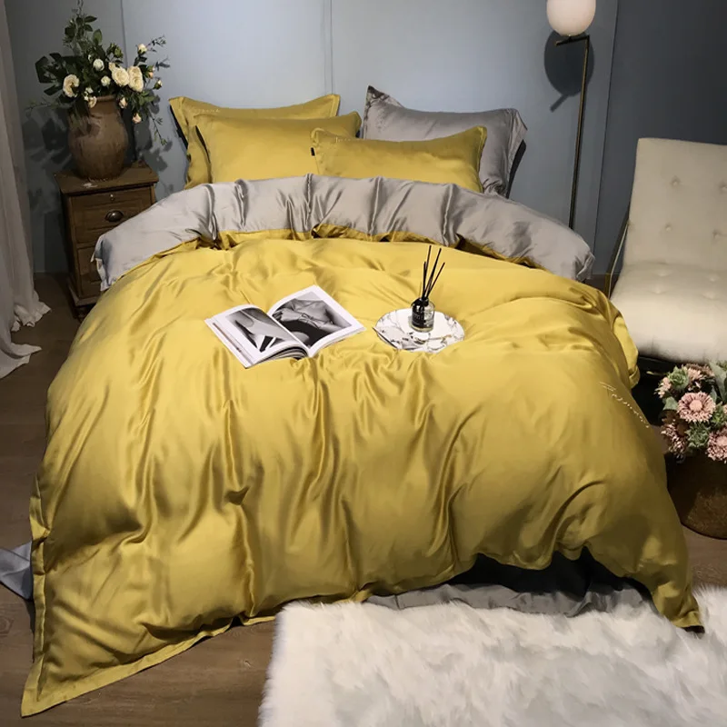 ANNAs Good Stuff Cool Quality Solid Color BeddingSet 4pcs 80 Tencel Naked Two-sided Ice Silk QuiltCover 1.8m bed Bedsheet Yellow
ANNAs Good Stuff Cool Quality Solid Color BeddingSet 4pcs 80 Tencel Naked Two-sided Ice Silk QuiltCover 1.8m bed Bedsheet Yellow