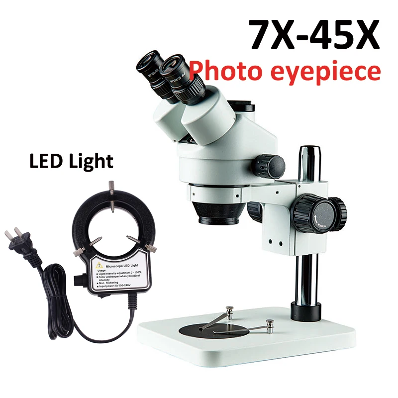 7-45X Magnification Table Pillar Stand Trinocular Stereo Zoom Microscope WF10X/20 Eyepiece Microscope For Soldering microscopes
7-45X Magnification Table Pillar Stand Trinocular Stereo Zoom Microscope WF10X/20 Eyepiece Microscope For Soldering microscopes