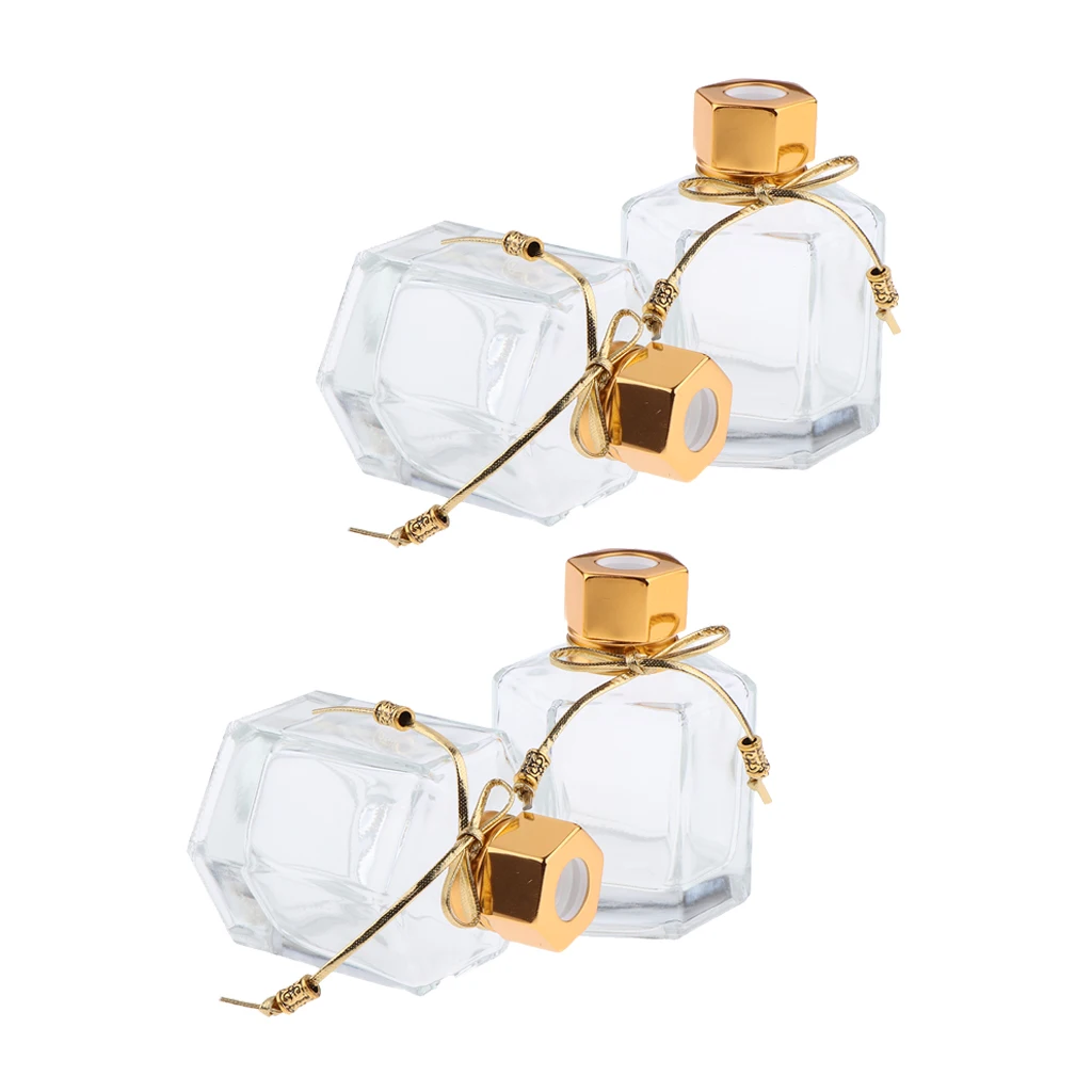 Gold 4Pcs 100ml Aroma Glass Diffuser Bottles Hexagonal Oil Containers Decors Gold 4Pcs 100ml Aroma Glass Diffuser Bottles Hexagonal Oil Containers Decors