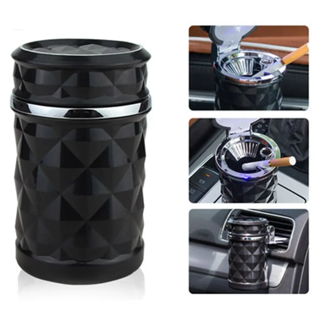 Support en Plastique Noir-Cendrier de voiture avec lumière LED bleue
