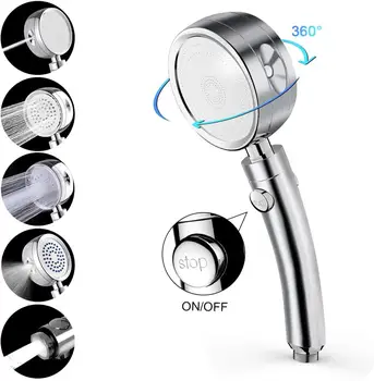 Handheld Shower Head High Pressure 5 Function Adjustable Bath Shower Jets with On/Off Pause Switch Removable Filter with Hose
Handheld Shower Head High Pressure 5 Function Adjustable Bath Shower Jets with On/Off Pause Switch Removable Filter with Hose