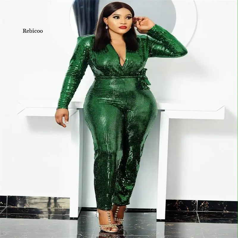 Women Deep V Neck Long Sleeve Skinny Jumpsuits Green Sexy Tight Club Party Lady Fashion Bodysuits Large Size
Women Deep V Neck Long Sleeve Skinny Jumpsuits Green Sexy Tight Club Party Lady Fashion Bodysuits Large Size