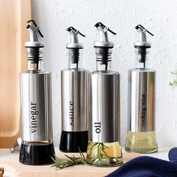 4 Pack Oil and Vinegar Cruet Dispenser Set with Drip Free Design Elegant,Stainless Steel with Glass Bottom,300Ml
4 Pack Oil and Vinegar Cruet Dispenser Set with Drip Free Design Elegant,Stainless Steel with Glass Bottom,300Ml