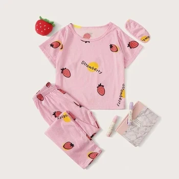 Short Sleeve Pink Strawberry Printed Pajamas Sets Femme Pajama Set 2 Pieces Pijama Pyjamas Women Sleepwear Nightwear Sets New
Short Sleeve Pink Strawberry Printed Pajamas Sets Femme Pajama Set 2 Pieces Pijama Pyjamas Women Sleepwear Nightwear Sets New