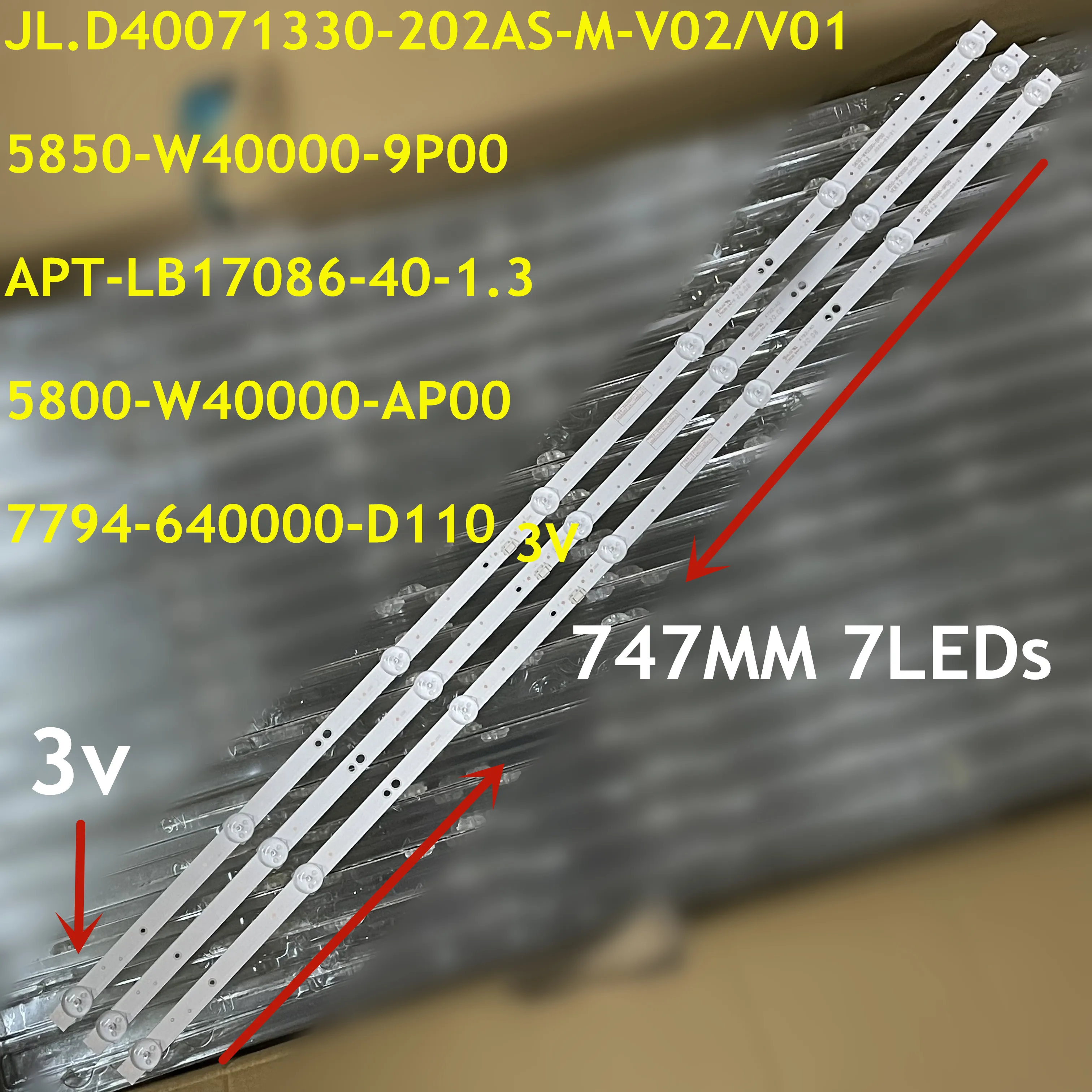 

30pcs LED Strip CRH-A403030030777KRev1.0 JL.D40071330-202AS-M-V02 5850-W40000-9P00 7779-640000-D100 For Skywort 40X6 40E2 40E2AS
