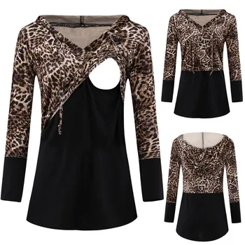 Women Print Leopard Blouses Tops Maternity Clothes Pregnant Long Sleeve Nursing Breastfeeding Splicing Print Leopard Blouse Top 
Women Print Leopard Blouses Tops Maternity Clothes Pregnant Long Sleeve Nursing Breastfeeding Splicing Print Leopard Blouse Top