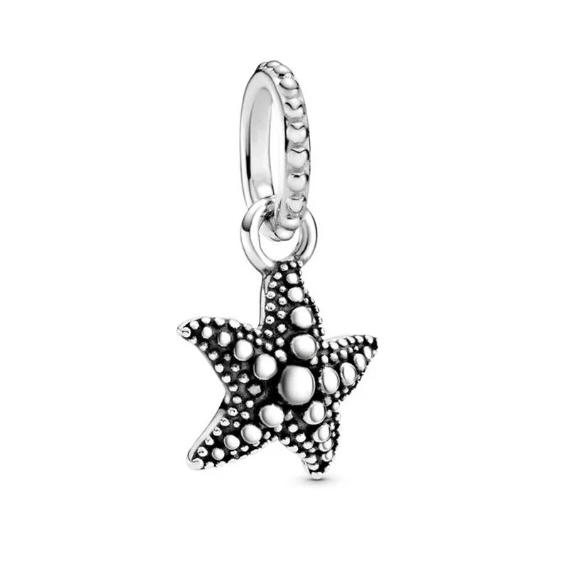 

2020 Authentic 925 Sterling Silver Beaded Starfish Pendant Charms Beads fit Original Pandora Bracelets Women DIY Jewelry