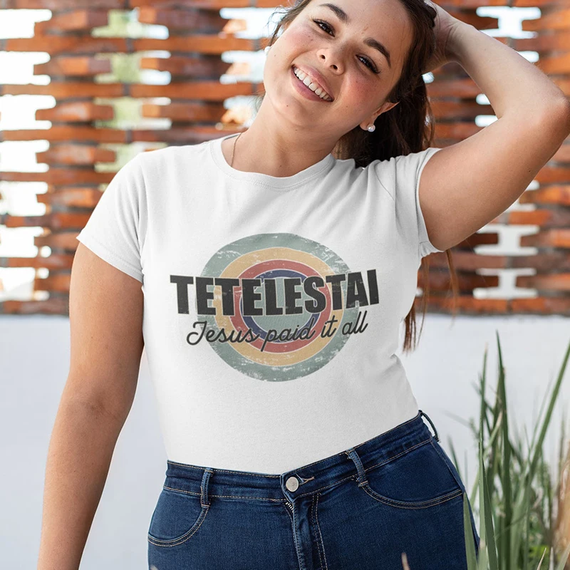 Tetelestai Jesus Paid It All Bible Verse Religious T Shirt Women Kawaii Retro Graphic Tee Vintage Christian Oversized T Shirts
Tetelestai Jesus Paid It All Bible Verse Religious T Shirt Women Kawaii Retro Graphic Tee Vintage Christian Oversized T Shirts