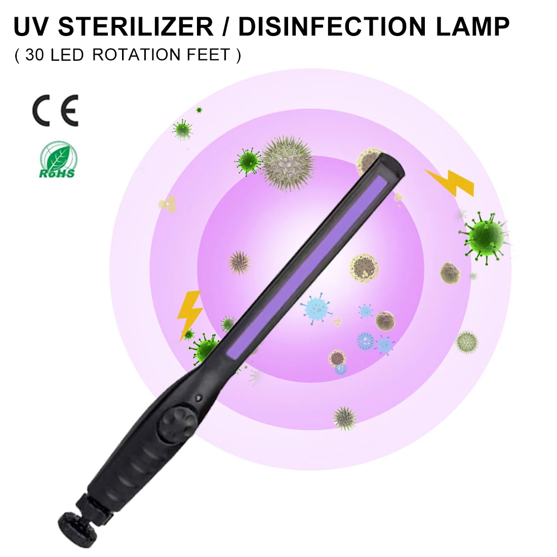 Rechargeable 30 LED UV Sterilizer Lamp Home Portable Ultraviolet Disinfection Bactericidal Lamp UVC Germicidal Lamp Sterilizer
Rechargeable 30 LED UV Sterilizer Lamp Home Portable Ultraviolet Disinfection Bactericidal Lamp UVC Germicidal Lamp Sterilizer
