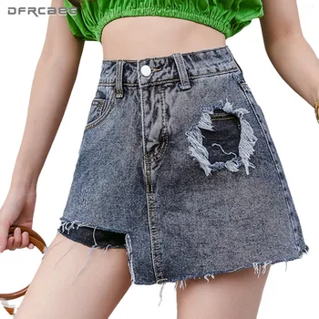 Ripped Vintage Jeans A-Line Skirts For Woman High Waist 2020 Summer High Street Casual Mini Denim Skirt Femme Saias
Ripped Vintage Jeans A-Line Skirts For Woman High Waist 2020 Summer High Street Casual Mini Denim Skirt Femme Saias