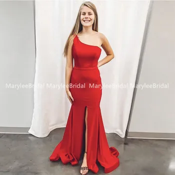 Red Long Mermaid Evening Dresses One Shoulder Simple High Slit Robe Soiree Red Formal Evening Party Dresses Sweep Train
Red Long Mermaid Evening Dresses One Shoulder Simple High Slit Robe Soiree Red Formal Evening Party Dresses Sweep Train