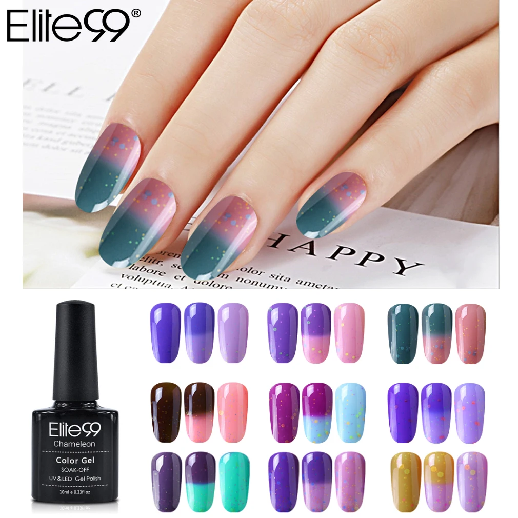 

Elite99 10ml Cheese Gel Polish Semi Permanent UV Gel Polish Lacquer Soak Off Temperature Color Changing Manicure Nail Gel Polish