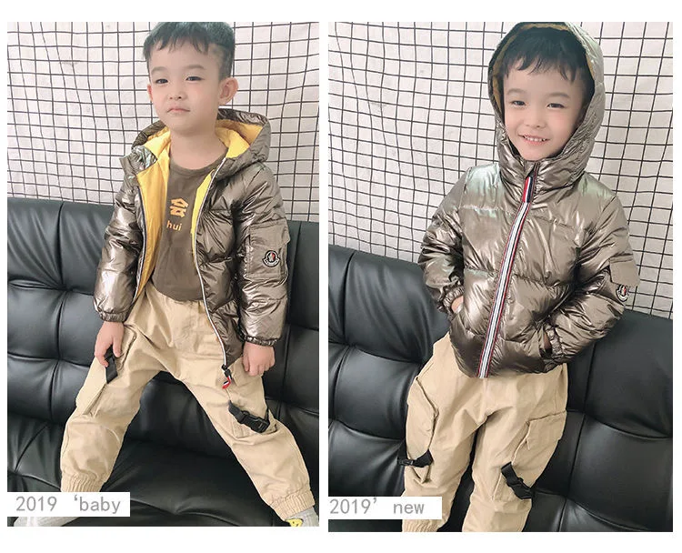 Winter Jacket For Girls Boys Coats Jacket Kids Fashion Down Cotton Coat Waterproof Snowsuit Pink Gold Silver Jacket Hooded Parka