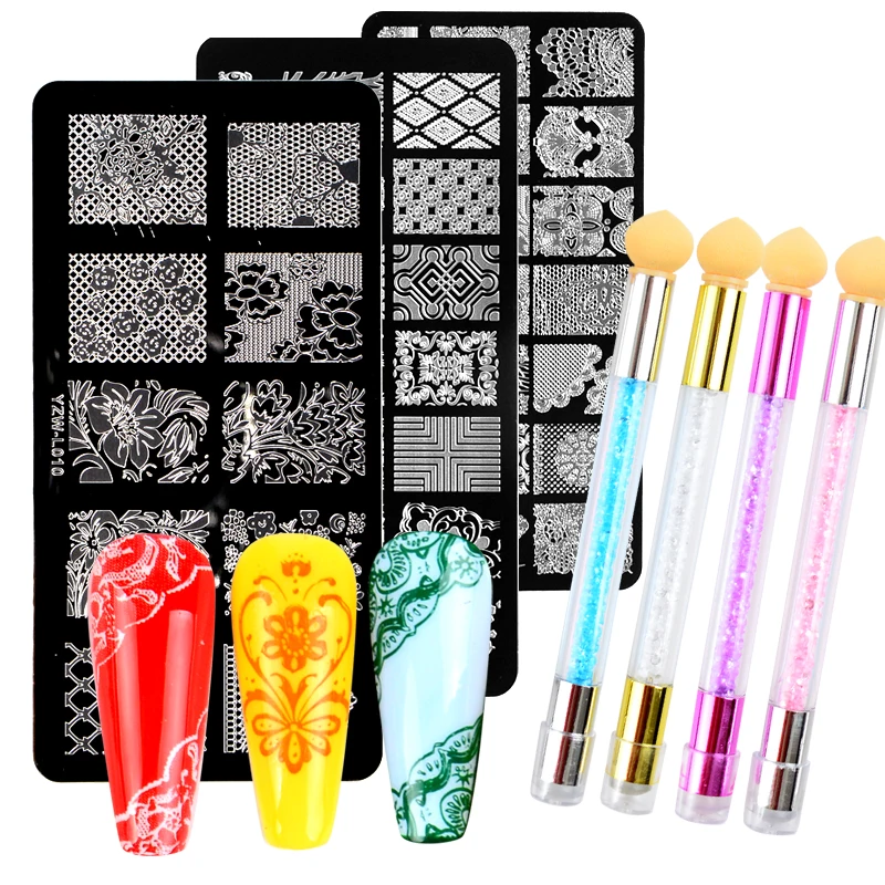 Nail Stamping Plates Set Silicone Sponge Brush Polish Transfer Stencils Flower Geometry DIY Template for Nail Tool 
Nail Stamping Plates Set Silicone Sponge Brush Polish Transfer Stencils Flower Geometry DIY Template for Nail Tool
