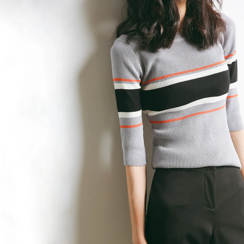 Женский свитер в рубчик с коротким рукавом | Женская одежда