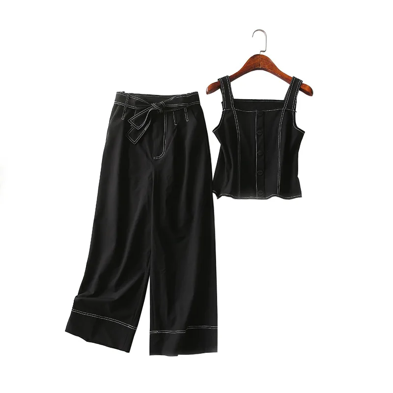 A Generation of Slim Fit Short Camisole Lace-up Waist Hugging Loose Pants Two-Piece Set Entity 
A Generation of Slim Fit Short Camisole Lace-up Waist Hugging Loose Pants Two-Piece Set Entity