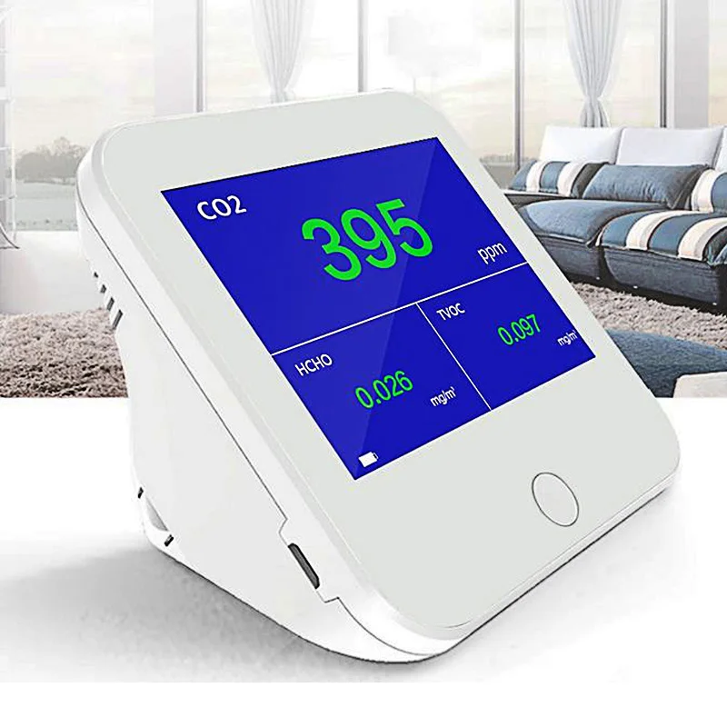 Portable CO2 Meter Air Quality Monitor HCHO TVOC Gas Detector Real Time Analyzer Monitoring LCD USB Charge CO2 Sensor Monitor
Portable CO2 Meter Air Quality Monitor HCHO TVOC Gas Detector Real Time Analyzer Monitoring LCD USB Charge CO2 Sensor Monitor