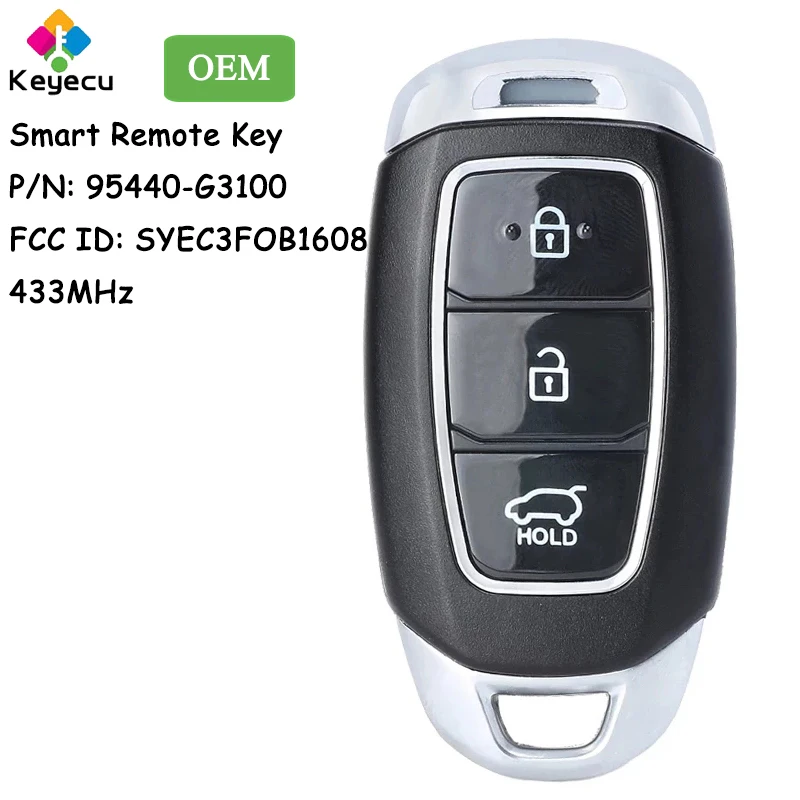 KEYECU OEM Смарт-пульт дистанционного управления автомобильный ключ с 3 кнопками 433 МГц для Hyundai I30 2017 2018 2019 2020 Fob 95440-G3100 SYEC3FOB1608 
KEYECU OEM Смарт-пульт дистанционного управления автомобильный ключ с 3 кнопками 433 МГц для Hyundai I30 2017 2018 2019 2020 Fob 95440-G3100 SYEC3FOB1608