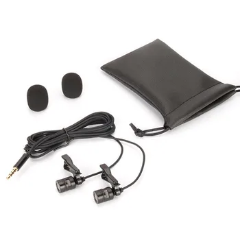 Mini Lavalier Microphone Hiding Interview Clip On Smartphone Lapel Dual Head Portable Video Recording 3.5mm Input Hands Free