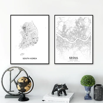 South Korea Map Black and White Poster Art Print Seoul City Street Road Map Modern Wall Art Canvas Painting Picture Office Decor
South Korea Map Black and White Poster Art Print Seoul City Street Road Map Modern Wall Art Canvas Painting Picture Office Decor