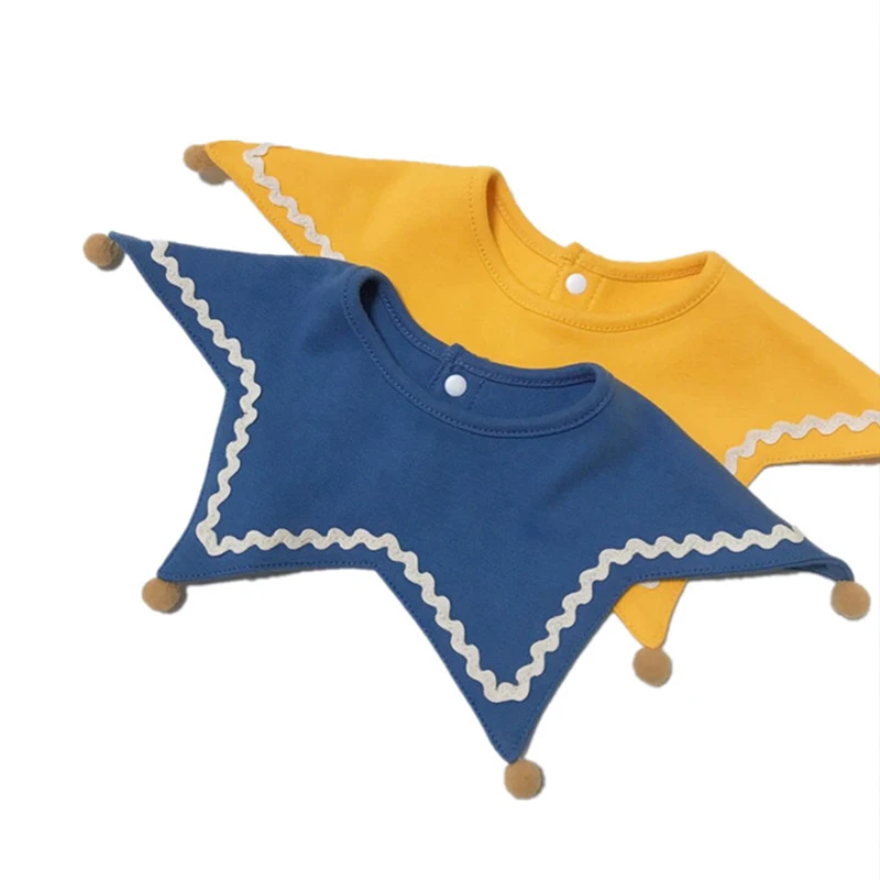 

Cotton Five-Pointed Star Infant Bib Soft Comfortable 360 Degree Rotation Baby Bibs Eating Petals Newborn Bandana for Girls Boys