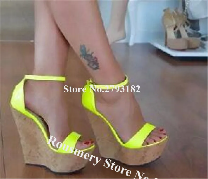 Women Fashion Open Toe High Platform Yellow Pink Wedge Sandals Patent Leather Ankle Strap Height Increased Wedges Dress Shoes
Women Fashion Open Toe High Platform Yellow Pink Wedge Sandals Patent Leather Ankle Strap Height Increased Wedges Dress Shoes