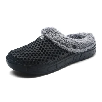 

Winter Croc Unicorn Slippers Men‘s Flip Flop Men Fur Slides Cotton Indoor Shoes Warm Fluffy House Slipper