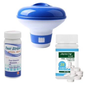 100G Swimming Pool Cleaning Tablet Floating Chlorine Hot Tub Chemical Dispenser Cleaner with Pool Test Strips
100G Swimming Pool Cleaning Tablet Floating Chlorine Hot Tub Chemical Dispenser Cleaner with Pool Test Strips