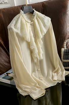 Too Beautiful To Be Absorbed All At Once Sweet Early Age Reduction Lace Lotus Leaf Edge +24 Newcomb Real Silk Woman Long Sleeve 
Too Beautiful To Be Absorbed All At Once Sweet Early Age Reduction Lace Lotus Leaf Edge +24 Newcomb Real Silk Woman Long Sleeve