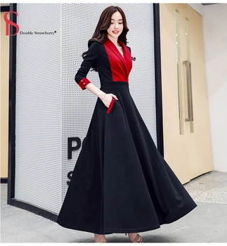 DS 2020 Autumn New Women's V Neck Long-sleeved Temperament Color Matching Bottoming Large Swing Long Dress
DS 2020 Autumn New Women's V Neck Long-sleeved Temperament Color Matching Bottoming Large Swing Long Dress