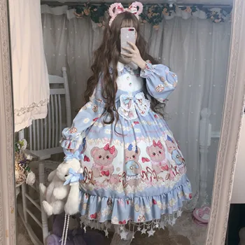 Lolita Sweet Cookie Bear Strawberry Cute Princess Dress Teen Girls Spring Doll collar Bowknot Ruffle Dress Preppy Style Cosplay
Lolita Sweet Cookie Bear Strawberry Cute Princess Dress Teen Girls Spring Doll collar Bowknot Ruffle Dress Preppy Style Cosplay