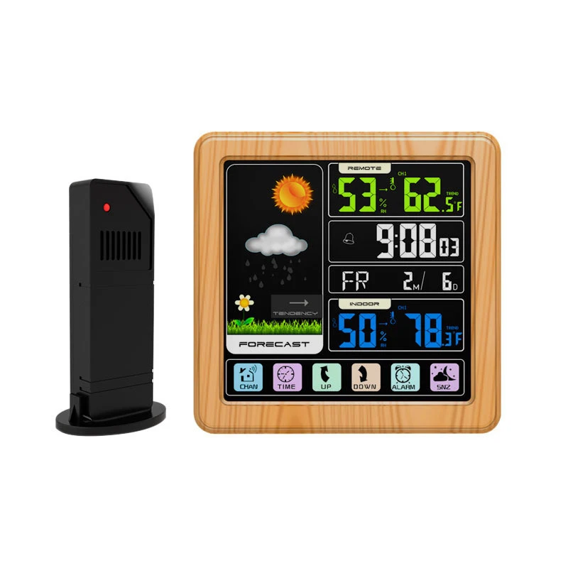 1*Temperature Weather Clock Hygrometer Humidity Alarm Wireless Indoor Outdoor Home Decorations
1*Temperature Weather Clock Hygrometer Humidity Alarm Wireless Indoor Outdoor Home Decorations