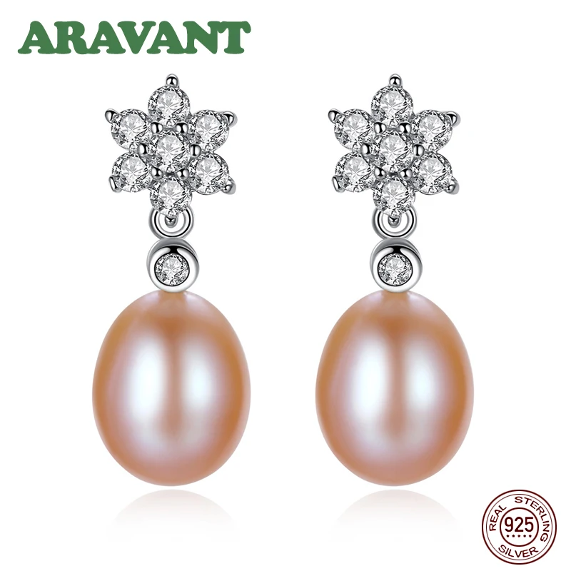 925 Sterling Silver Freshwater Pearl Earrings For Women Flowers Zircon Drop Earings Best Gift
925 Sterling Silver Freshwater Pearl Earrings For Women Flowers Zircon Drop Earings Best Gift