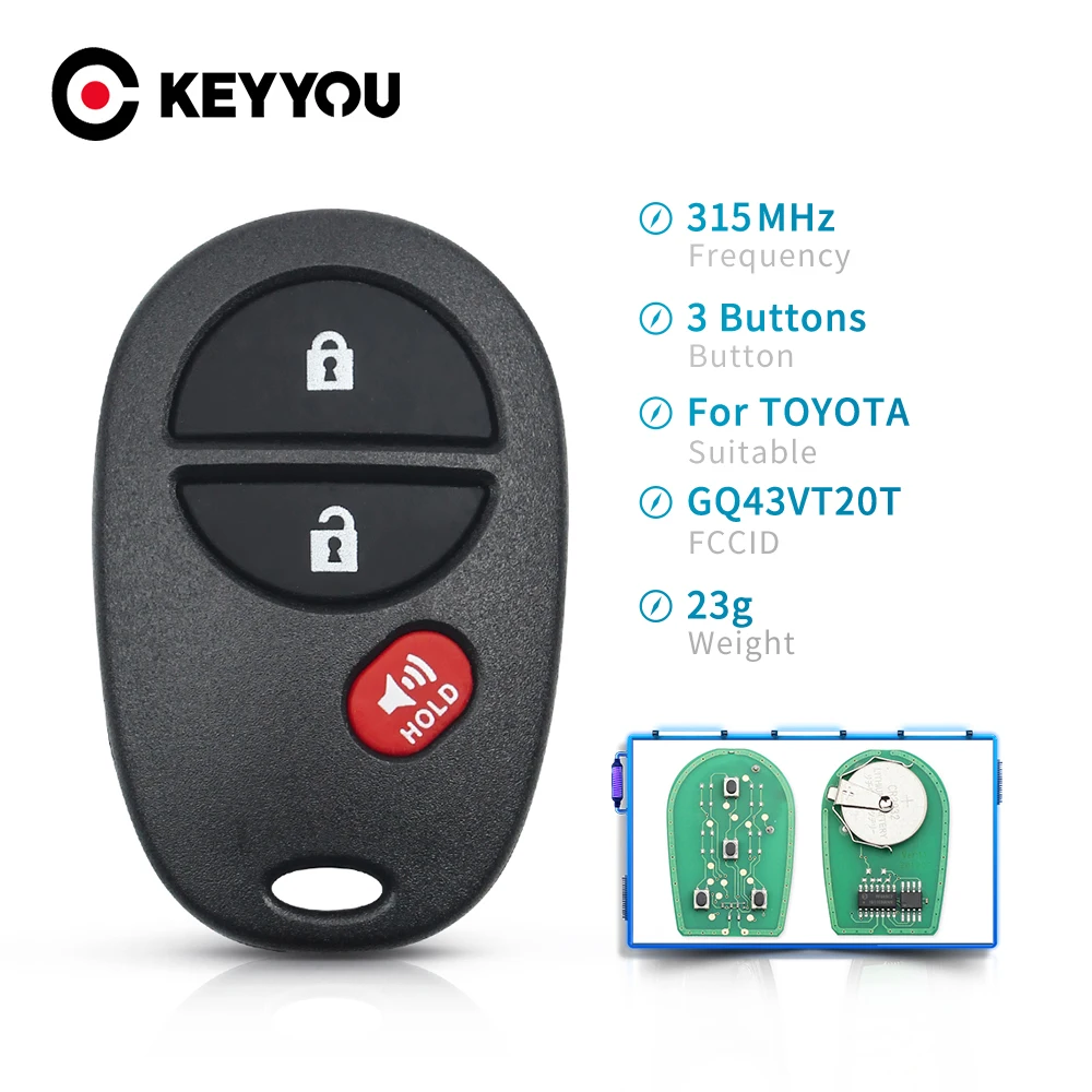 KEYYOU 3/4 кнопки для Toyota Tundra Highlander Sequoia Sienna GQ43VT20T 315 МГц пульты дистанционного