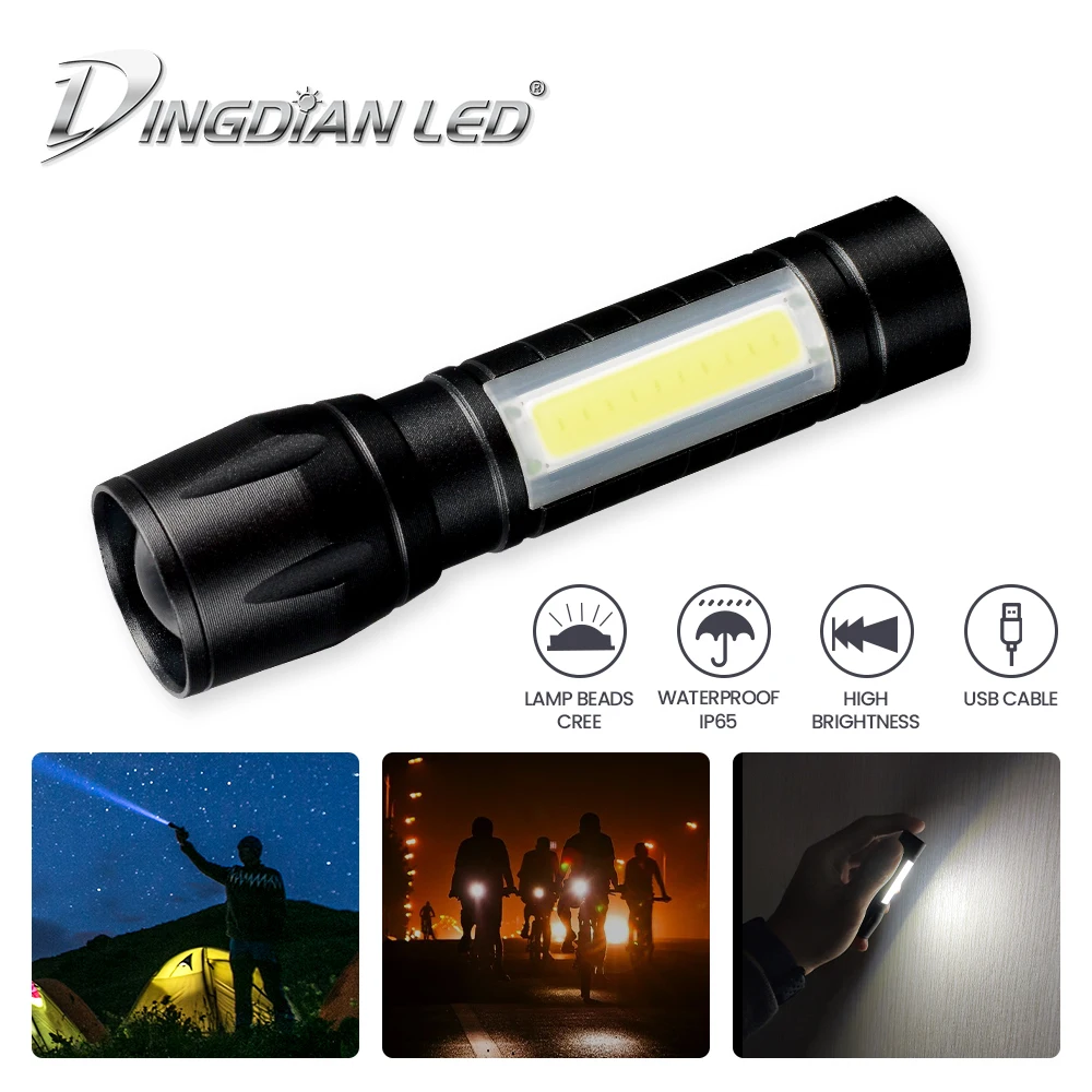 LED Flashlight Torch Tactical Side Light Flash Light Zoomable CREE LED USB Rechargeable Waterproof Battery Torch Lamp Portable
LED Flashlight Torch Tactical Side Light Flash Light Zoomable CREE LED USB Rechargeable Waterproof Battery Torch Lamp Portable