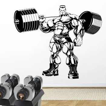 

bodybuilding wall decal gym fitness wall sticker crossfit weights sport wall decor art mural HJ1311