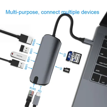 USB Type-C 3.1 Hub USB 3.0 Output Adapter Splitter Fast Speed Transfer TF SD Card Reader 8 Ports Charger Hub for Macbook Pro
USB Type-C 3.1 Hub USB 3.0 Output Adapter Splitter Fast Speed Transfer TF SD Card Reader 8 Ports Charger Hub for Macbook Pro