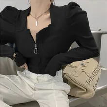 Sexy Slim Sweater Women Zipper Square Collar Puff Sleeve Pullover Jumpers Female Casual Streetwear Ropa Mujer Chic Blue Tops
Sexy Slim Sweater Women Zipper Square Collar Puff Sleeve Pullover Jumpers Female Casual Streetwear Ropa Mujer Chic Blue Tops