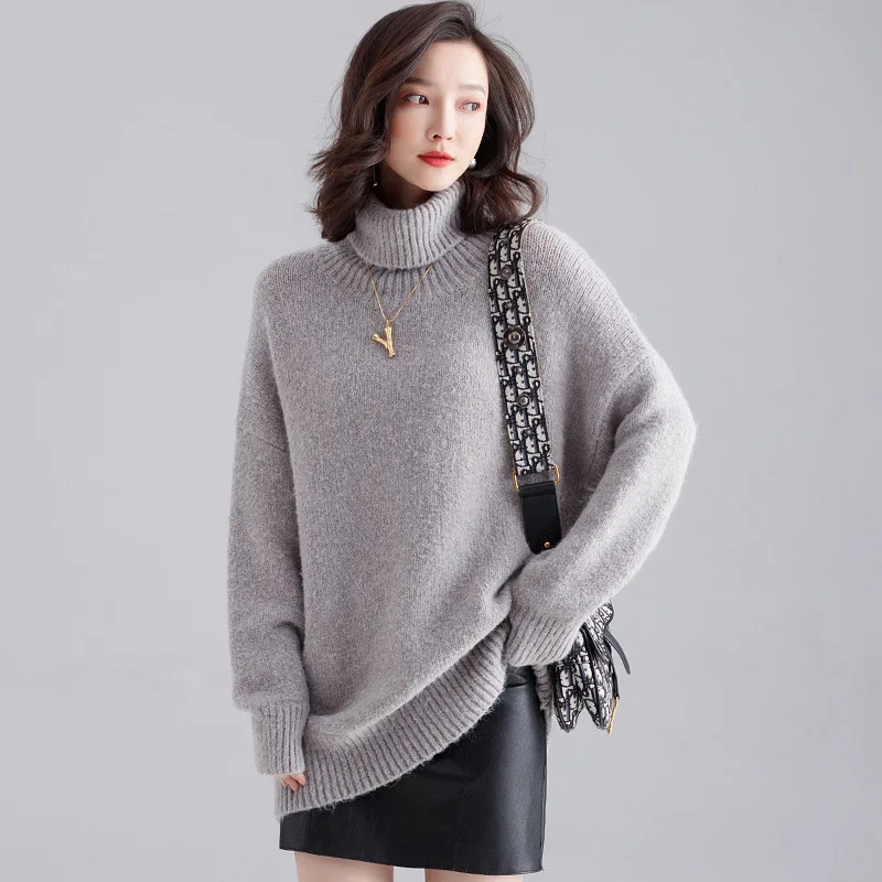 Net red lazy style female autumn and winter new sweater retro loose high collar knitted pullover sweater women F9208
Net red lazy style female autumn and winter new sweater retro loose high collar knitted pullover sweater women F9208
