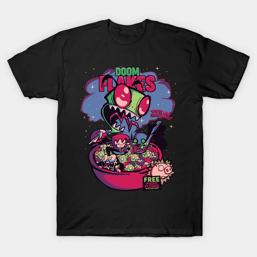 Футболка Doom хлопья Invader Zim футболка для завтрака Мультяшные mashup zim tv doom комиксы Гир