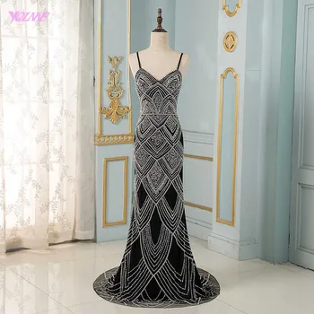 YQLNNE Robe De Soiree Sexy Black Spaghetti Evening Dresses Long Crystals Beaded Evening Gown 
YQLNNE Robe De Soiree Sexy Black Spaghetti Evening Dresses Long Crystals Beaded Evening Gown