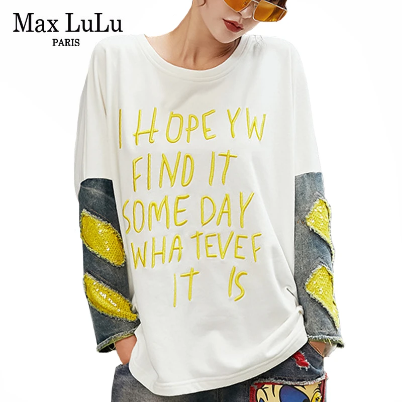 Max LuLu Fashion Korean Style Tops Ladies Punk Clothes Womens Autumn Embroidery Denim Tshirts Vintage Patchwork Female Tee Shirt
Max LuLu Fashion Korean Style Tops Ladies Punk Clothes Womens Autumn Embroidery Denim Tshirts Vintage Patchwork Female Tee Shirt
