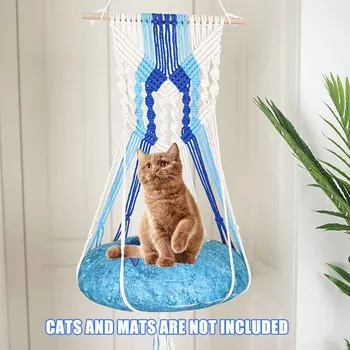 

Resting Seat Wall Hanging Pet Supplies Cat Hammock Macrame Window Sleeping Tapestry Swing Bed Without Mat Home Decor Cotton Rope