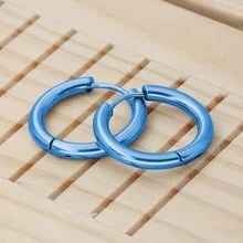 1Pair3. 0mm wypukła małe koliste kolczyki kobiet mężczyzna Unisex Huggie Hoop biżuteria okrągły pierścień ucho metalowe ze stali nierdzewnej małe(China)