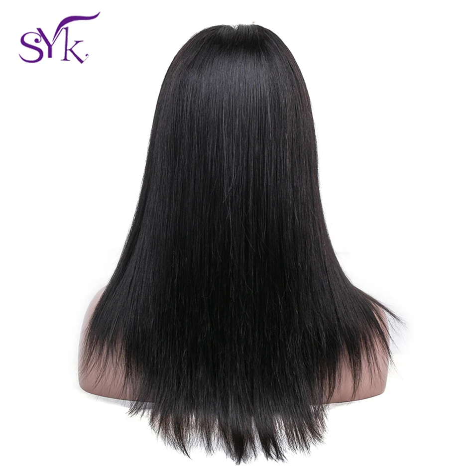 SYK волосы на кружеве человеческие парики бразильские прямые 150% Плотность 10 "