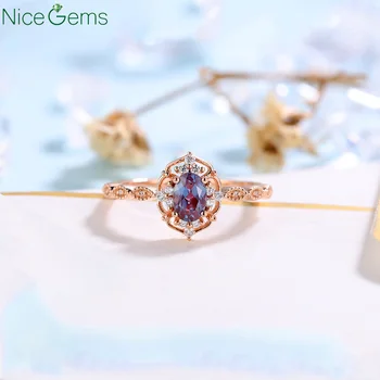 NiceGems Solid14K Rose Gold Vintage Alexandrite Engagement diamond Ring Antique Oval cut Bridal ring Art deco Halo Ring
NiceGems Solid14K Rose Gold Vintage Alexandrite Engagement diamond Ring Antique Oval cut Bridal ring Art deco Halo Ring
