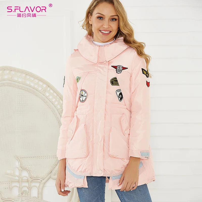 S. FLAVOR женская зимняя куртка-парка новинка 2019 теплая верхняя одежда на молнии с
