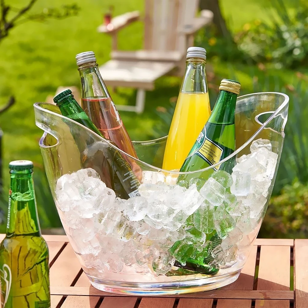 

Прозрачный пластиковый охладитель для льда объемом 4 л/8 л, бутылки для вина или шампанского, охладитель для льда, украшение для бара, бутылки для шампанского, охлаждение напитков