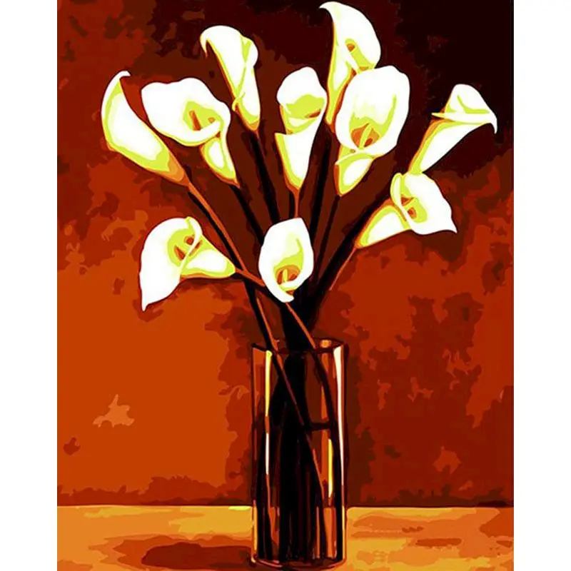 

RUOPOTY Painting By Numbers Calla Lily Flowers oil On Canvas Wall Art Pictures hand painted picture for home Unique Gifts